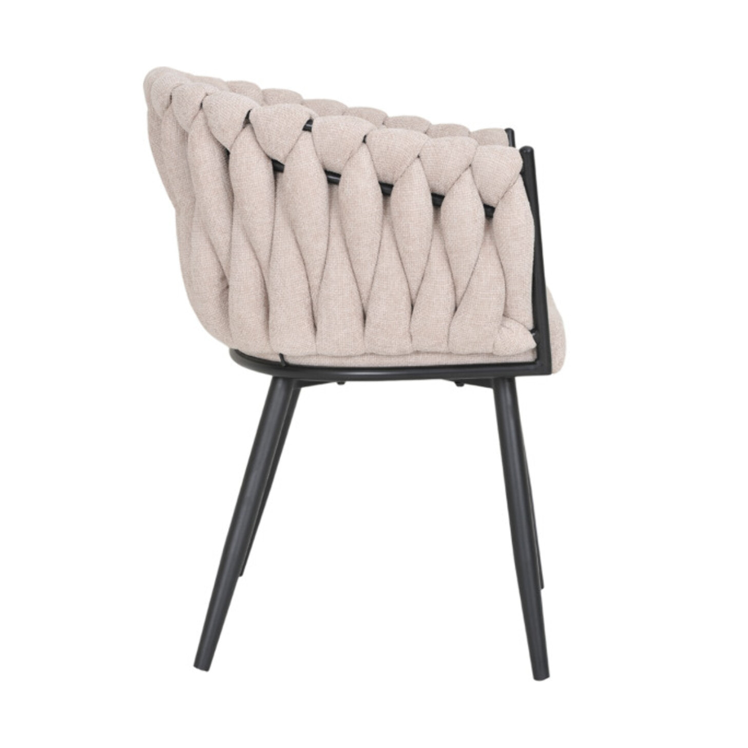 Chaise en tissu beige avec accoudoirs et pieds en métal - MELODIE 2