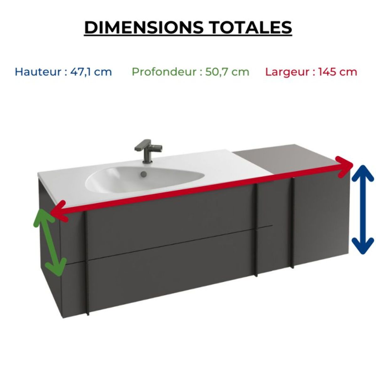 Meuble vasque Nouvelle Vague gris brillant