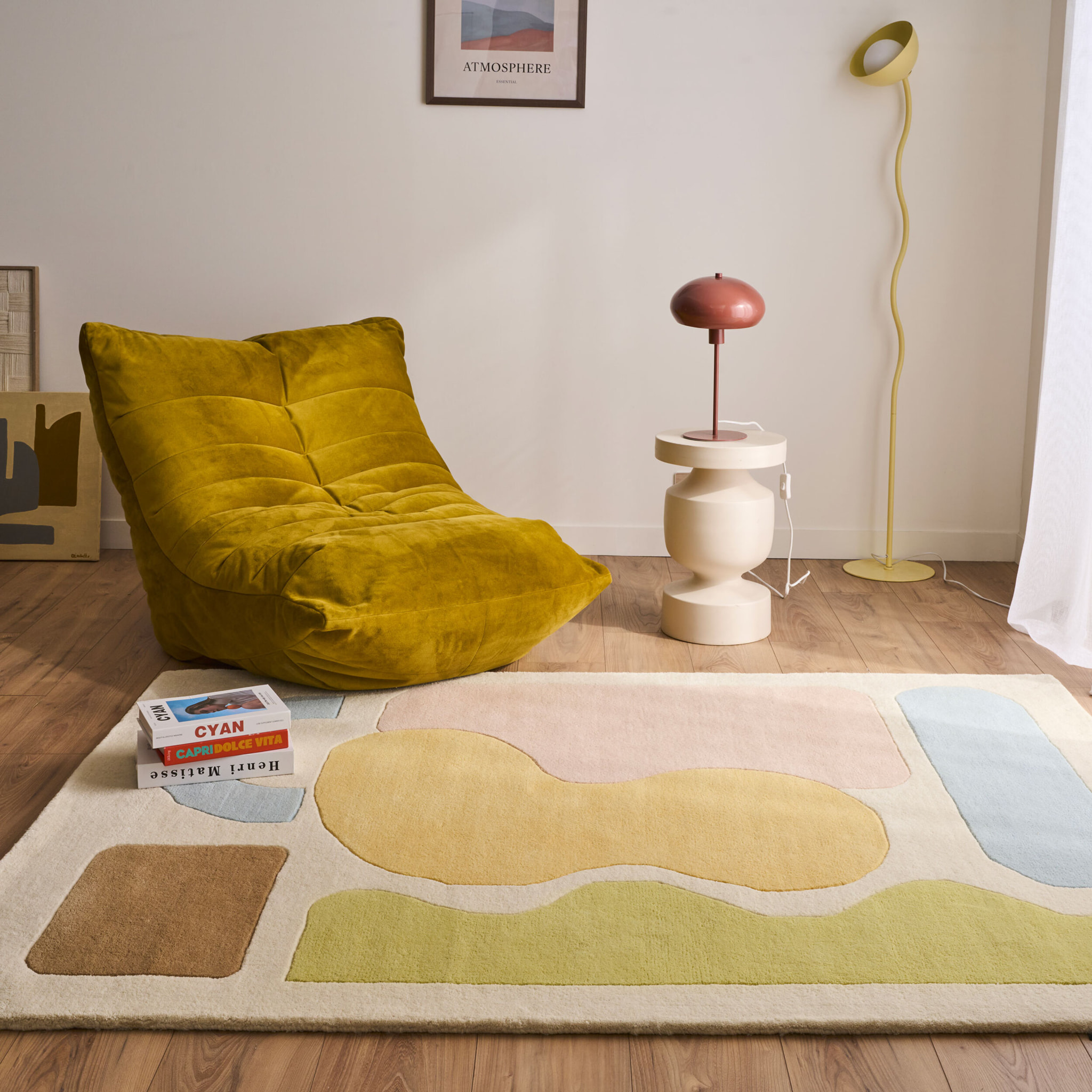 PANTONE - Tapis en laine fait main RAYON TENDRE pastel