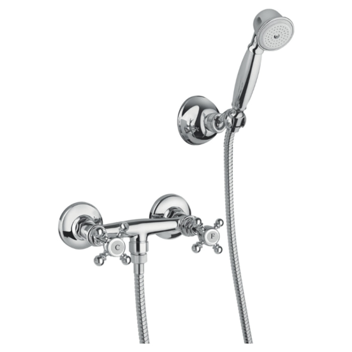 Mélangeur douche + flexible + douchette + support PAINI Tiffany Chromé