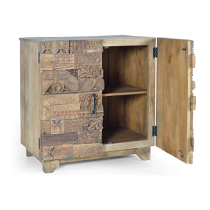Aparador de Madera de Mango, Madera Recuperada Estilo Boho Étnico Tallado