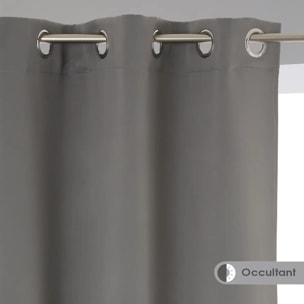 Lot de 2 rideaux occultants gris 135x240cm