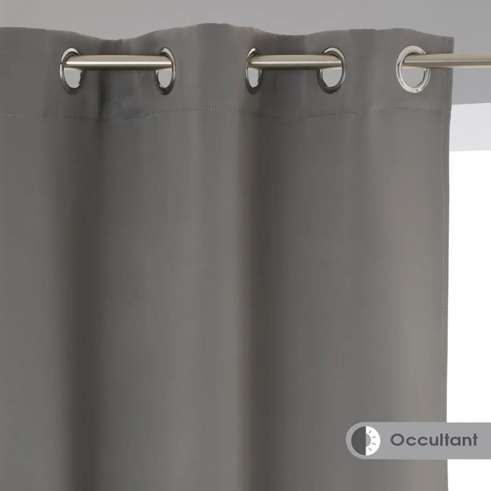 Lot de 2 rideaux occultants gris 135x240cm