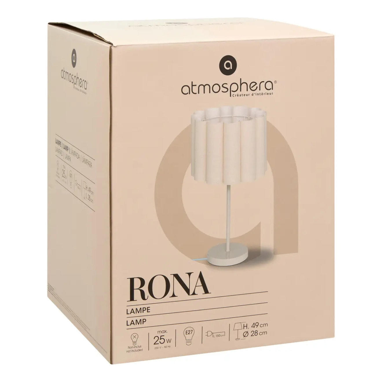 Lampe à poser champignon secteur Rona beige H49cm