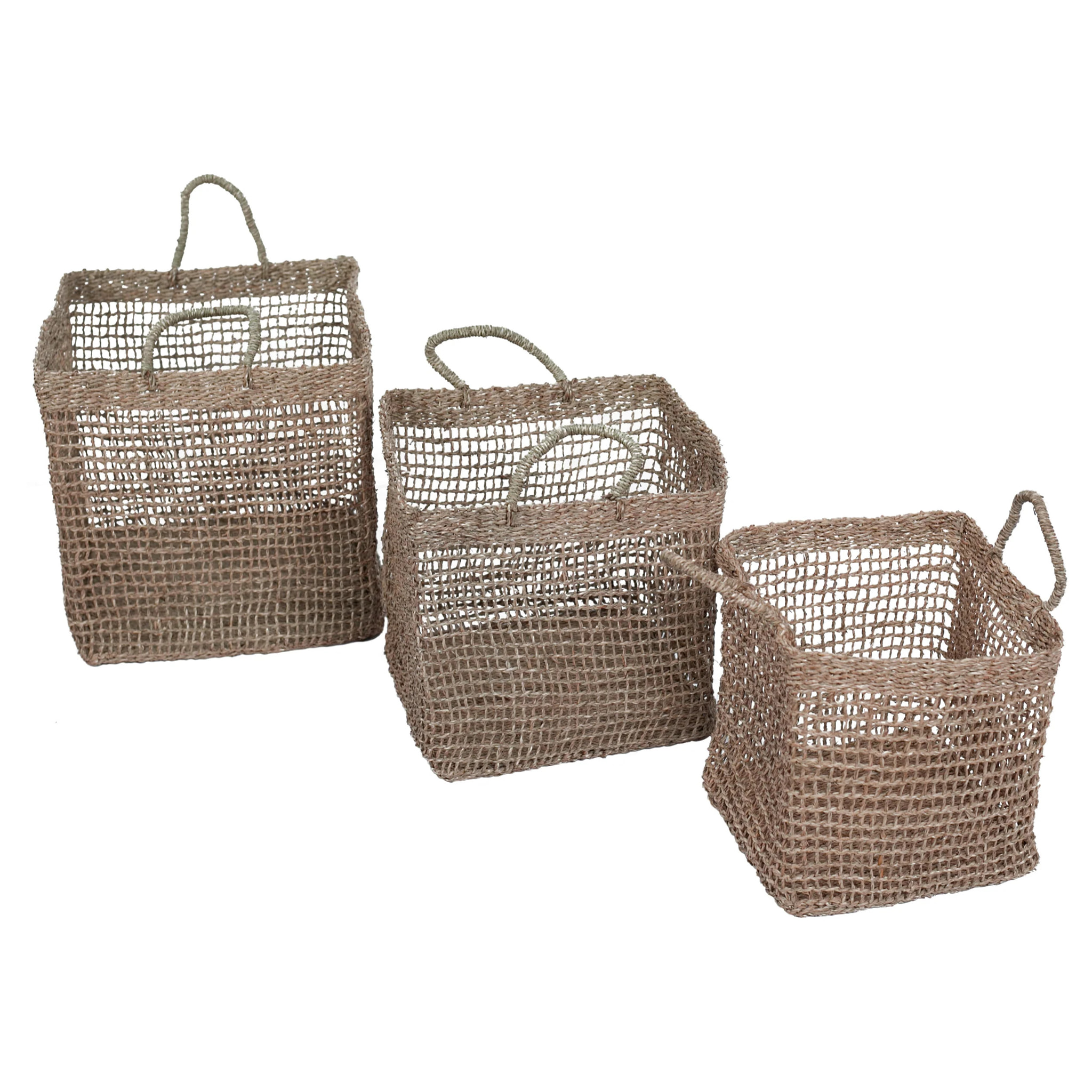Panier carré tressé en fibre naturelle (lot de 3) - Scar