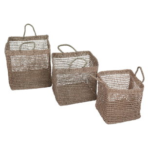 Panier carré tressé en fibre naturelle (lot de 3) - Scar