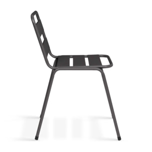 Chaises de jardin empilables en acier gris, noir et bleu - lot de 6
