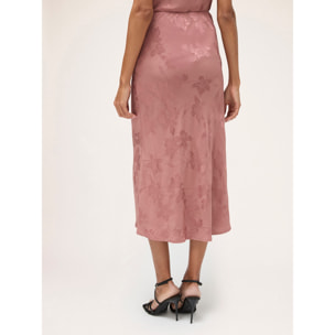 Motivi - Falda midi de raso jacquard - Rosa