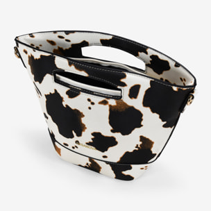 Bolso de mano efecto vaca con cremallera