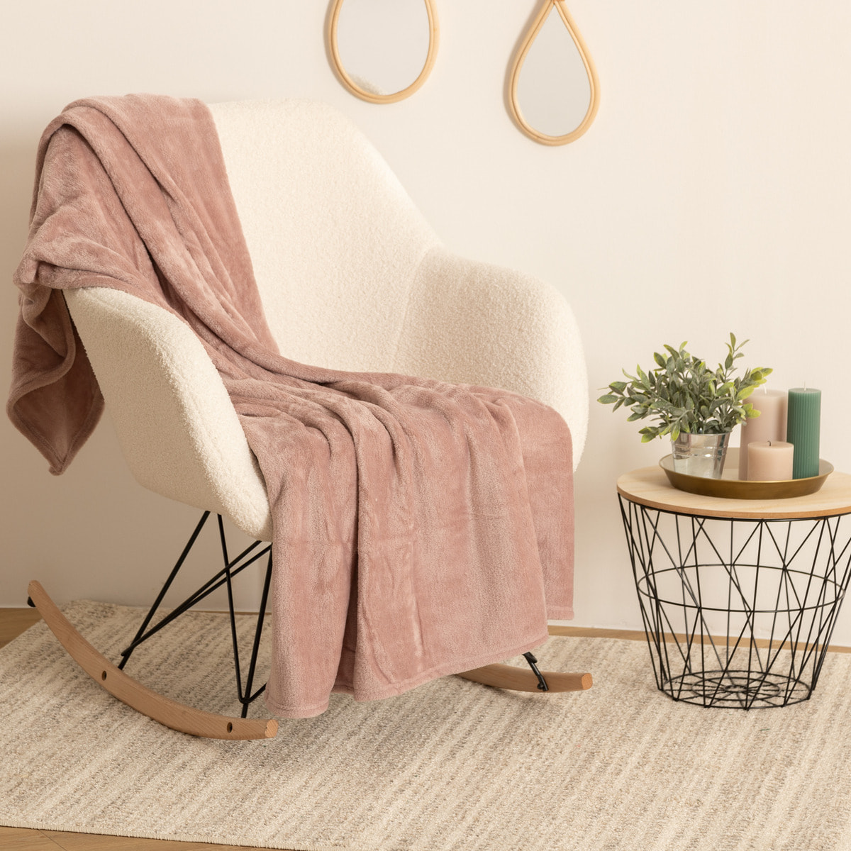 Plaid flanelle rose 125x150cm