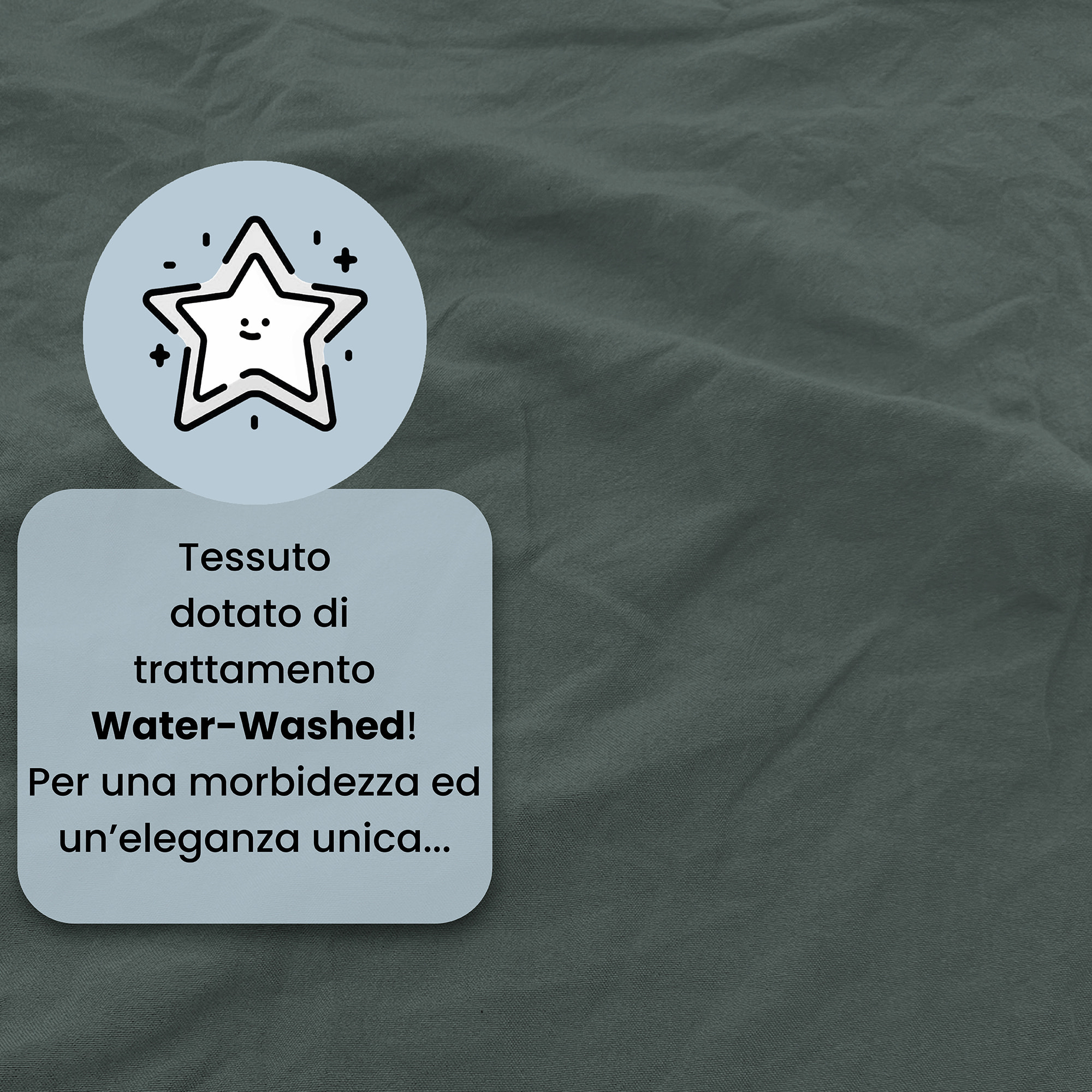 COMPLETO LETTO WATER WASHED, 100% Microfibra, No Stiro - SALVIA