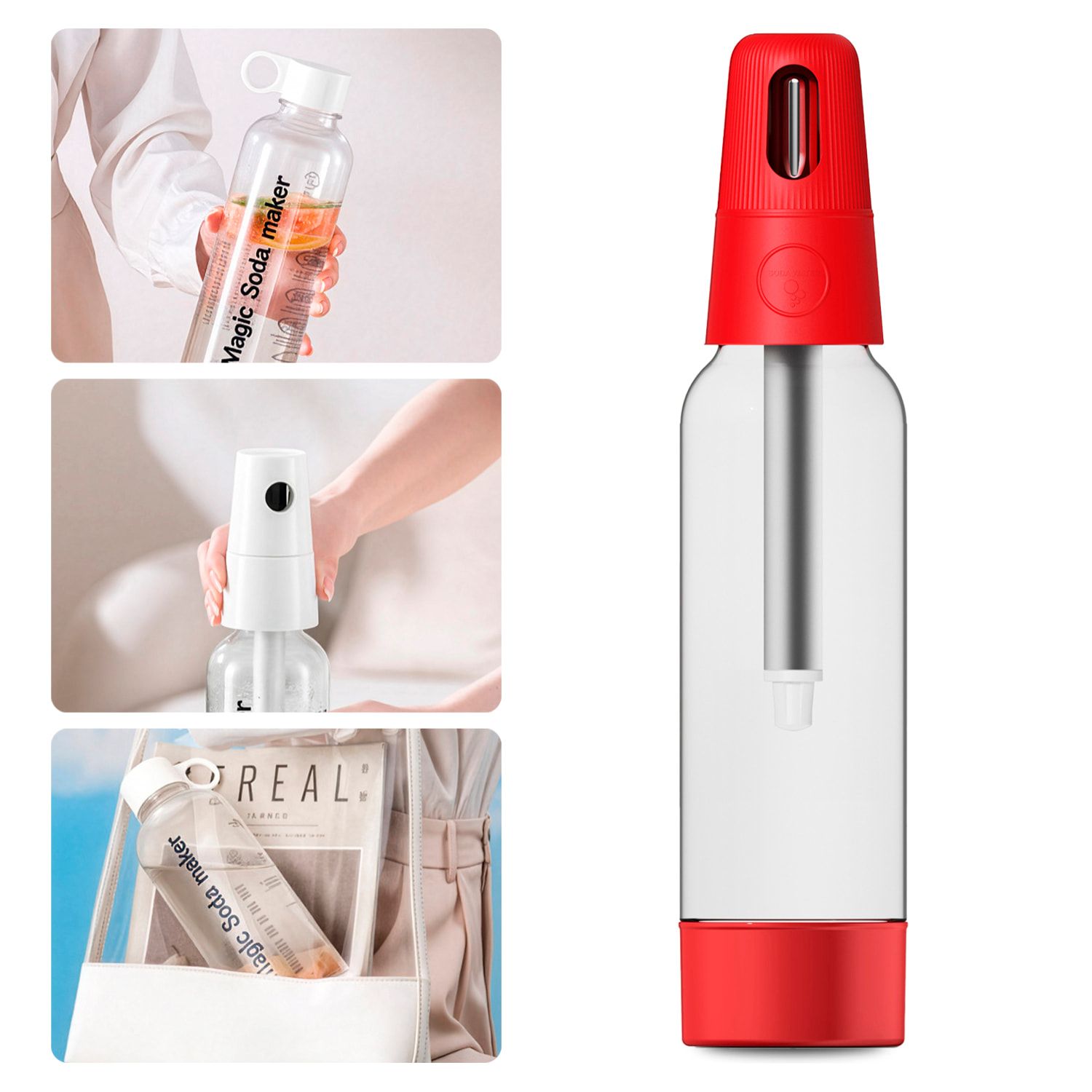 Máquina portátil KT-128A para preparar agua con gas y bebidas carbonatadas en casa. 1L de capacidad.