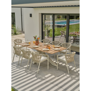 KELIA - Ensemble repas de jardin 8 places - Grège
