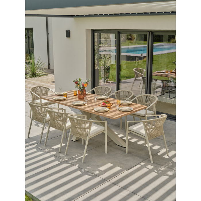 KELIA - Ensemble repas de jardin 8 places - Grège