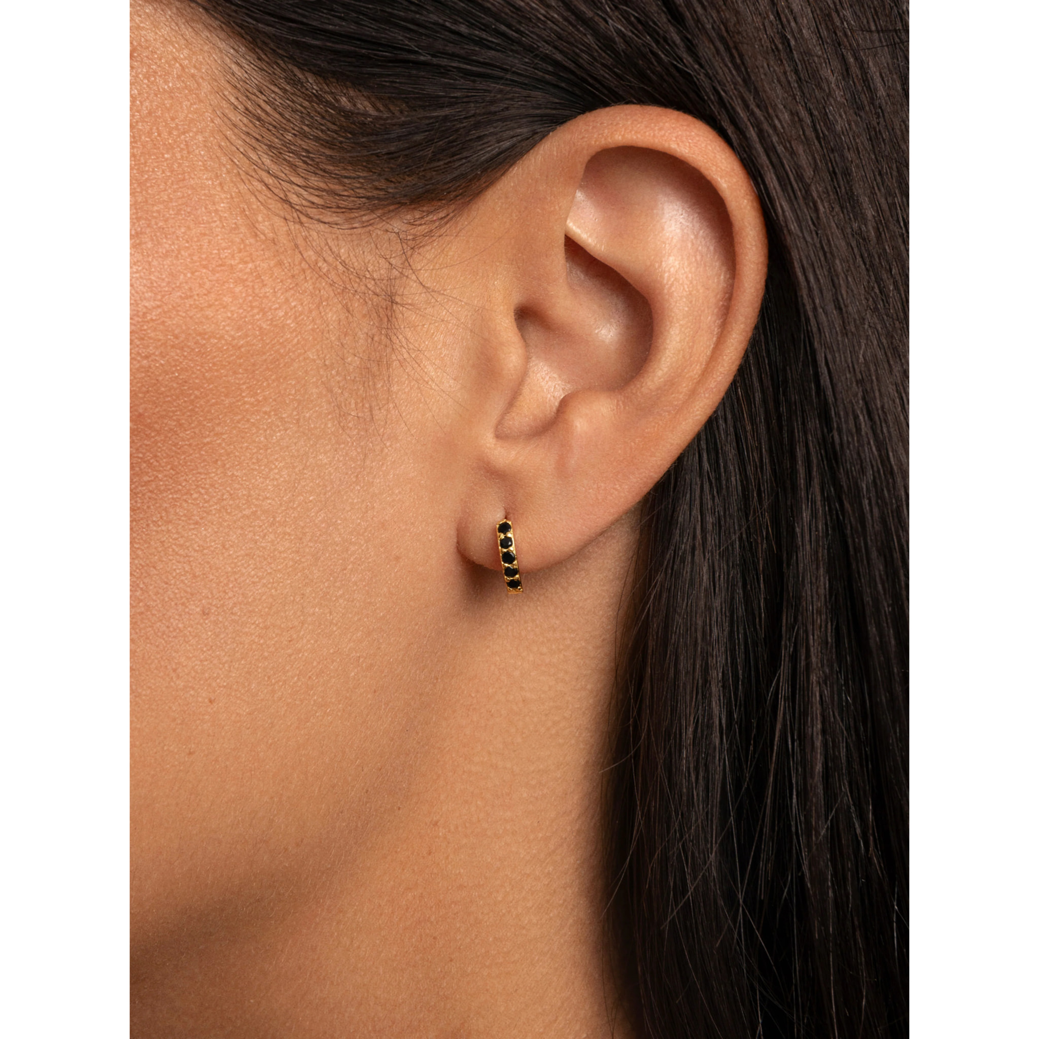 Orecchino Singolo Cleo M Black Argento Placcato Oro