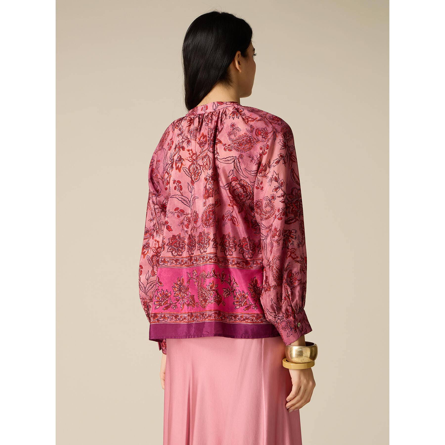 Oltre - Blusa estampado pañuelo - Rosa