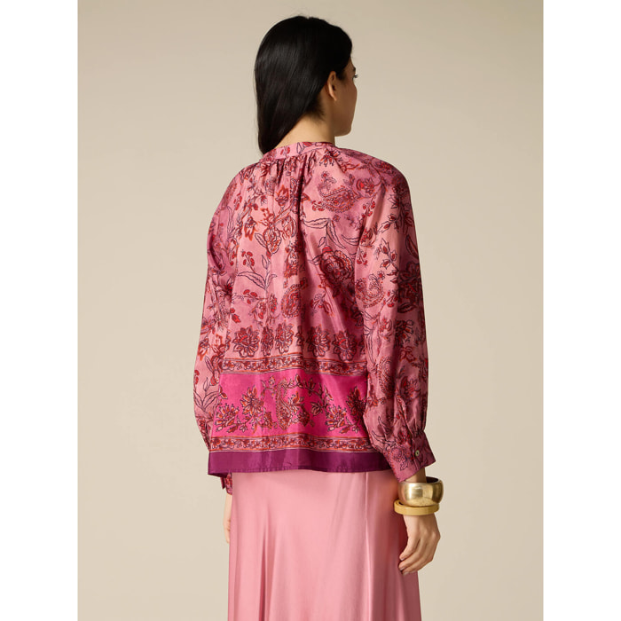 Oltre - Blusa estampado pañuelo - Rosa