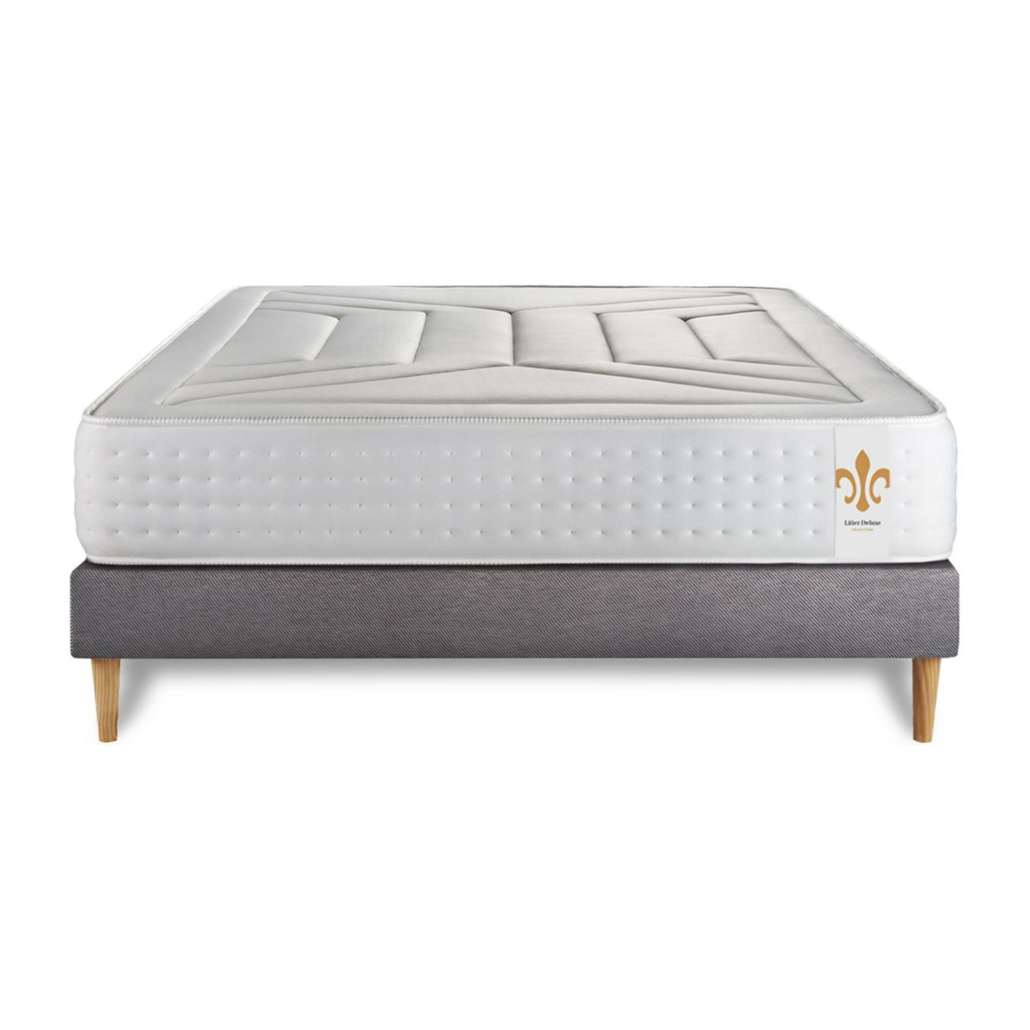 Ensemble Matelas Vingt-Quatre - 24cm - Ressorts ensachés et mémoire de forme - Soutien sur mesure - Sommier kit Gris