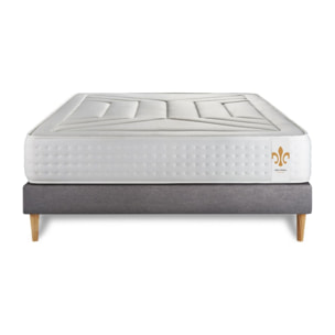 Ensemble Matelas Vingt-Quatre - 24cm - Ressorts ensachés et mémoire de forme - Soutien sur mesure - Sommier kit Gris