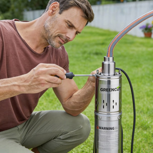 Bomba sumergible de 550 W con caudal máximo de 30 L/min y altura de bombeo hasta 50 m, ideal para aguas claras y pozos - GREENCUT BAS550C