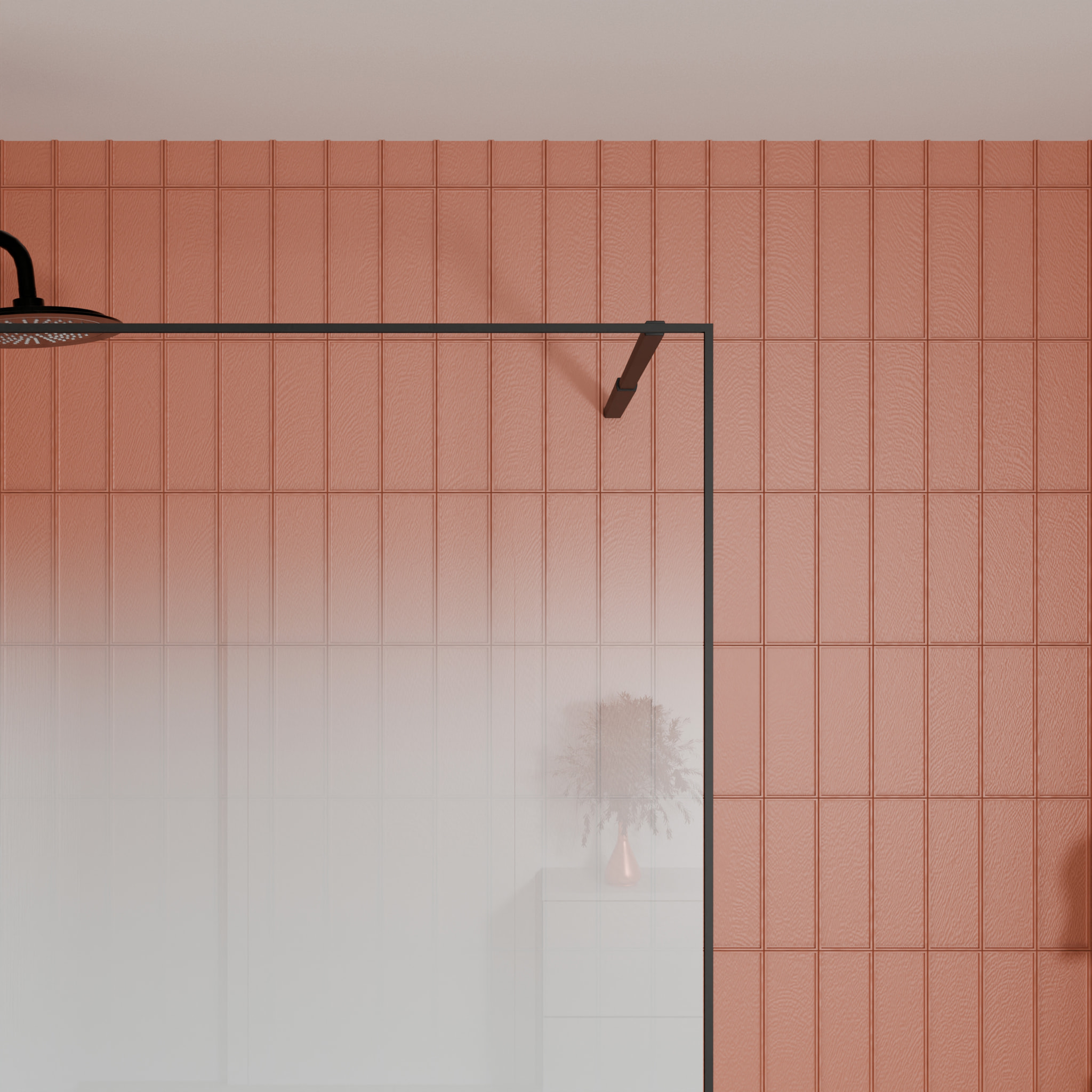 Paroi de douche 90x200cm - Verre degrade blanc effet brume - Encadrement noir mat - NEPHELIE