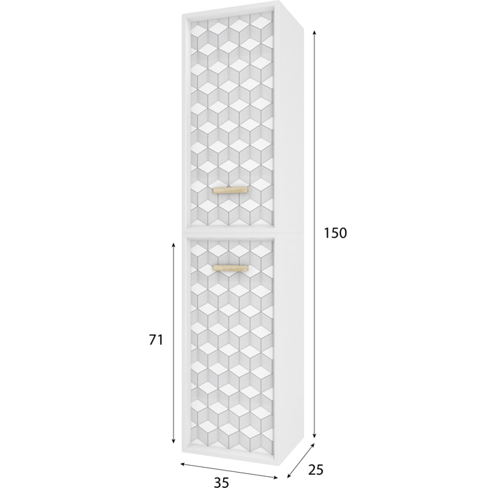 COLONNE DE SALLE DE BAIN SCANDINAVE BLANC A SUSPENDRE - H150xP25xL35cm - NORDIK TEGNINGER