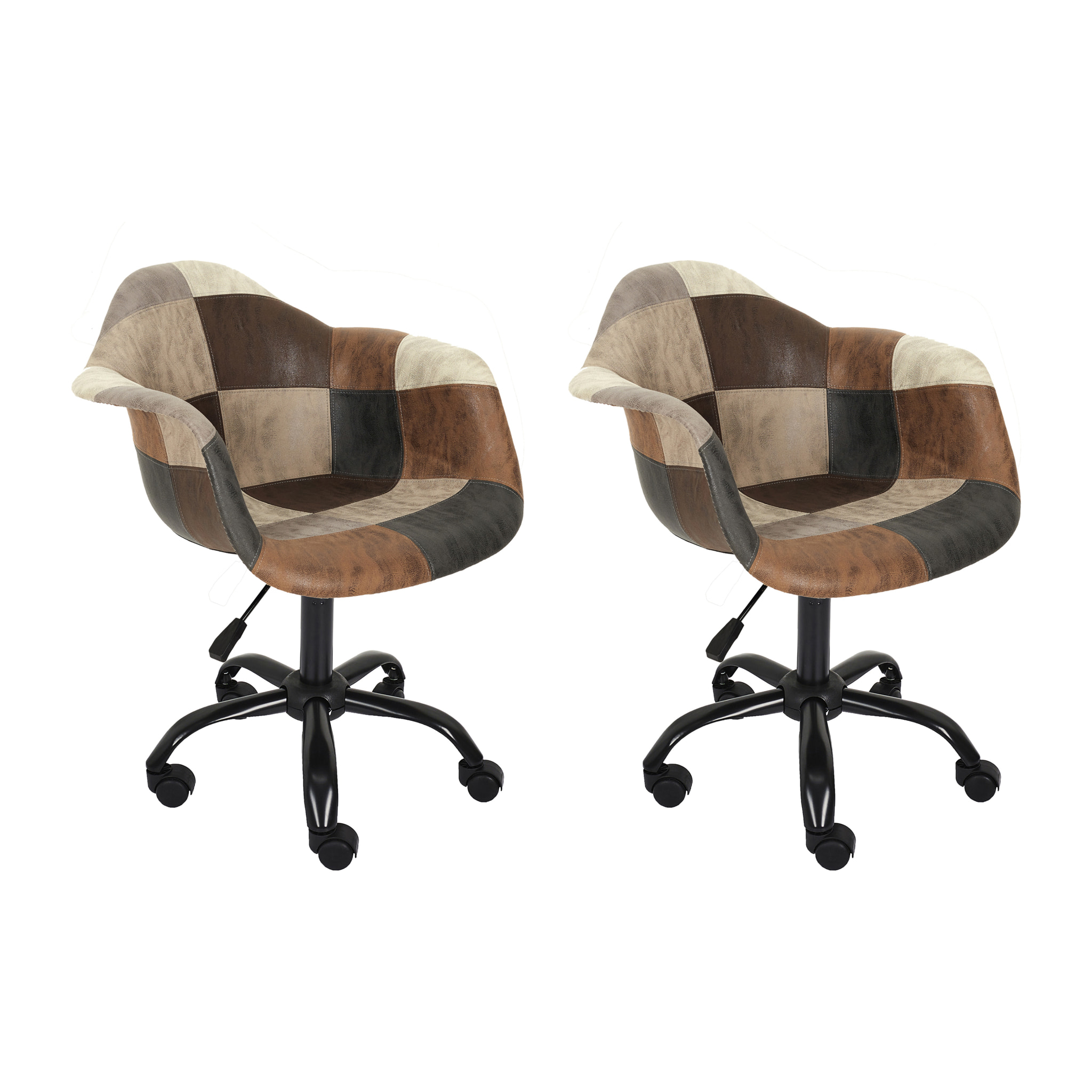 Fauteuil De Bureau Patchwork Pu - Lot De 2