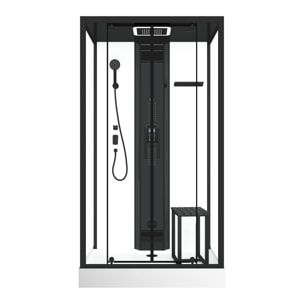 Cabine de douche rectangle 115x90x218 cm - Fonction HAMMAM, Jets Hydromassants, Led et Bluetooth