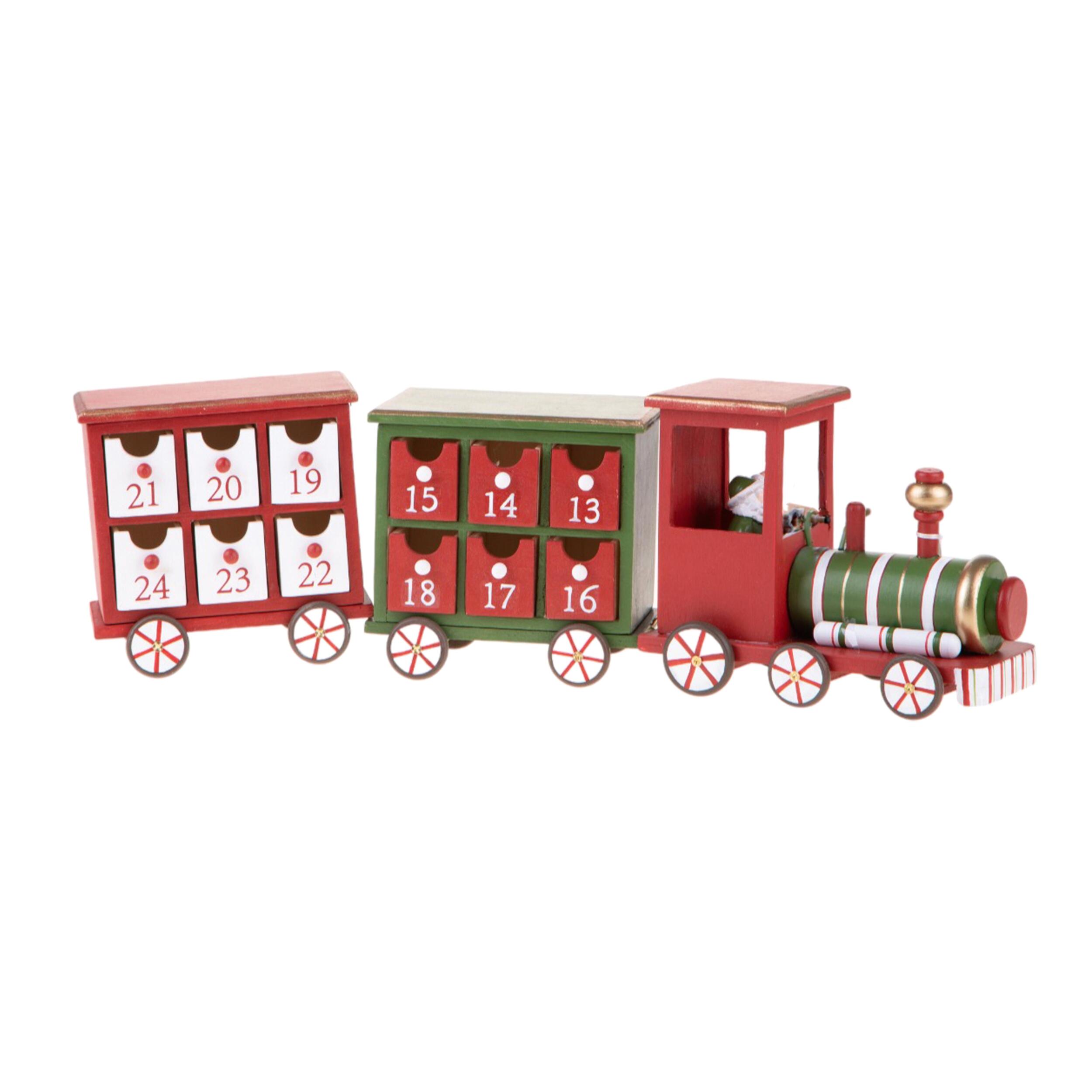 Treno Calendario Avvento - Pezzi 1 - Colore Rosso - 49x15Hx10cm - Bianchi Dino