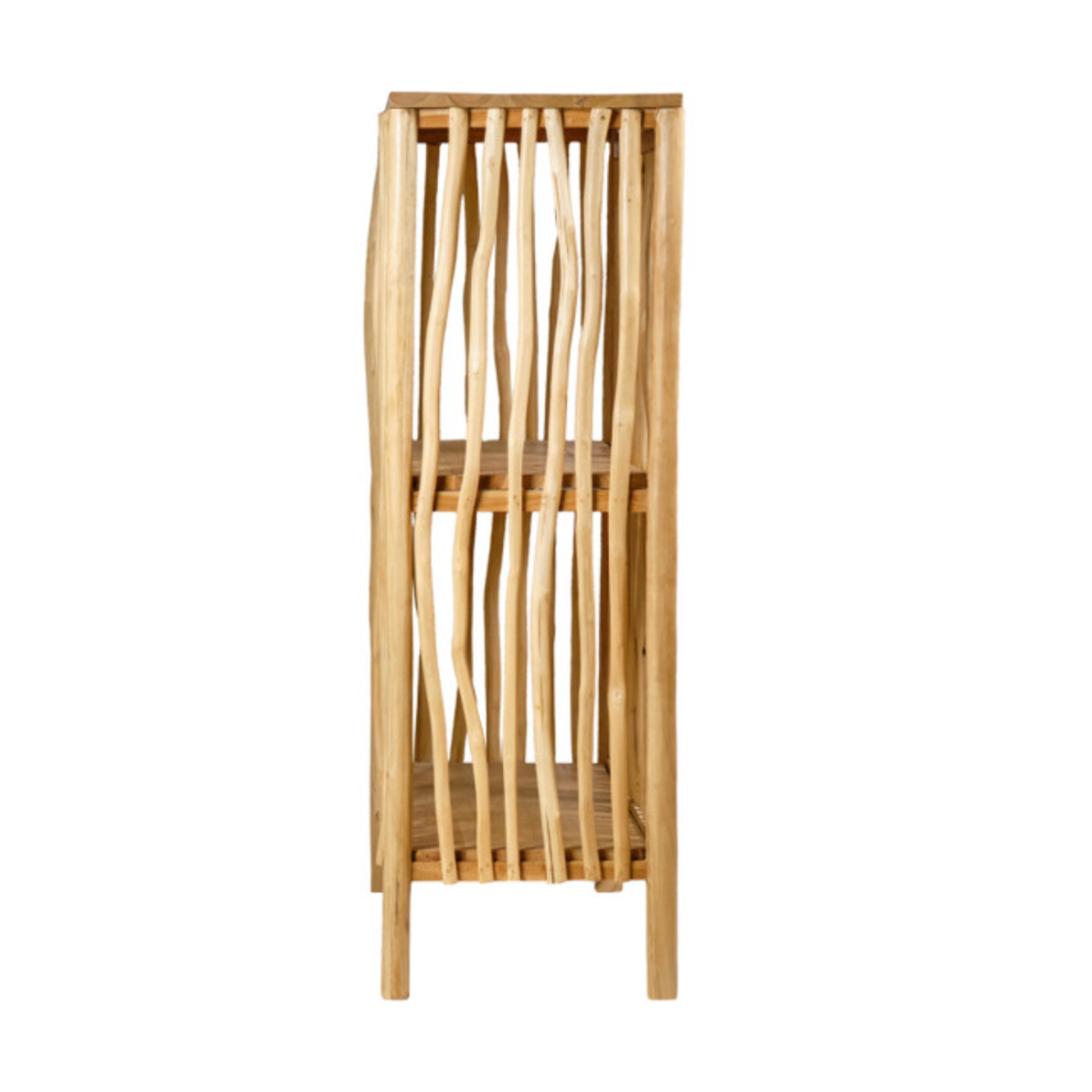 Armoire basse 2 portes en bois flotté et bois massif de teck - JESSIE