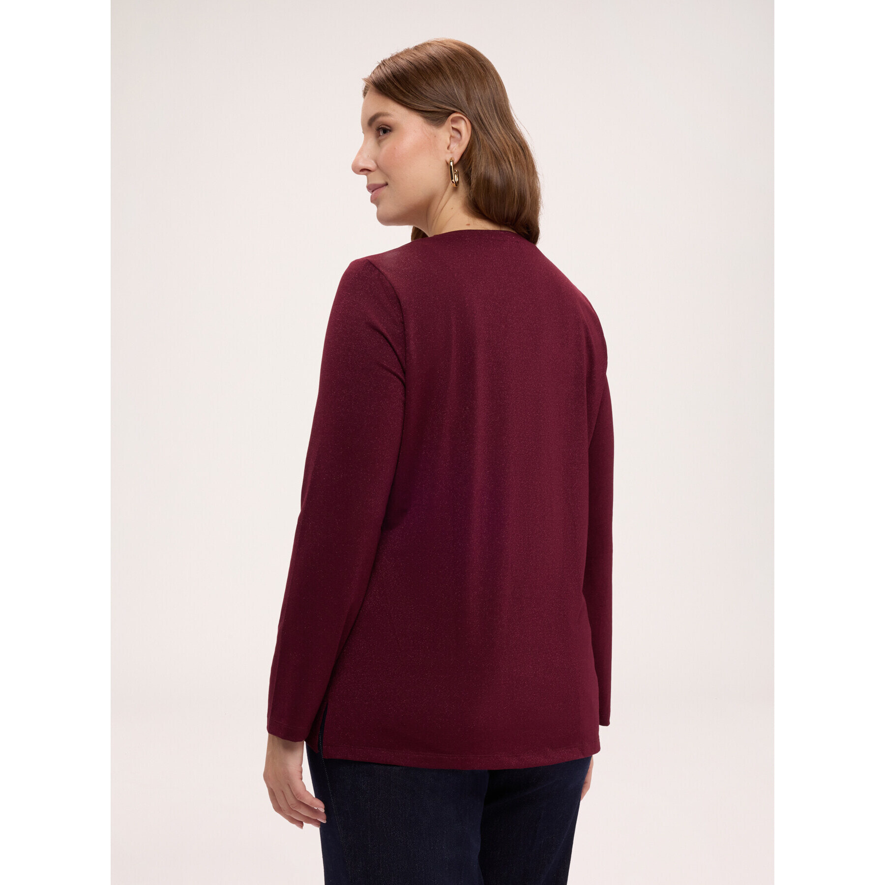 Fiorella Rubino - T-shirt in jersey laminato manica lunga - Bordeaux