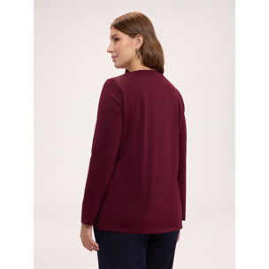 Fiorella Rubino - T-shirt in jersey laminato manica lunga - Bordeaux