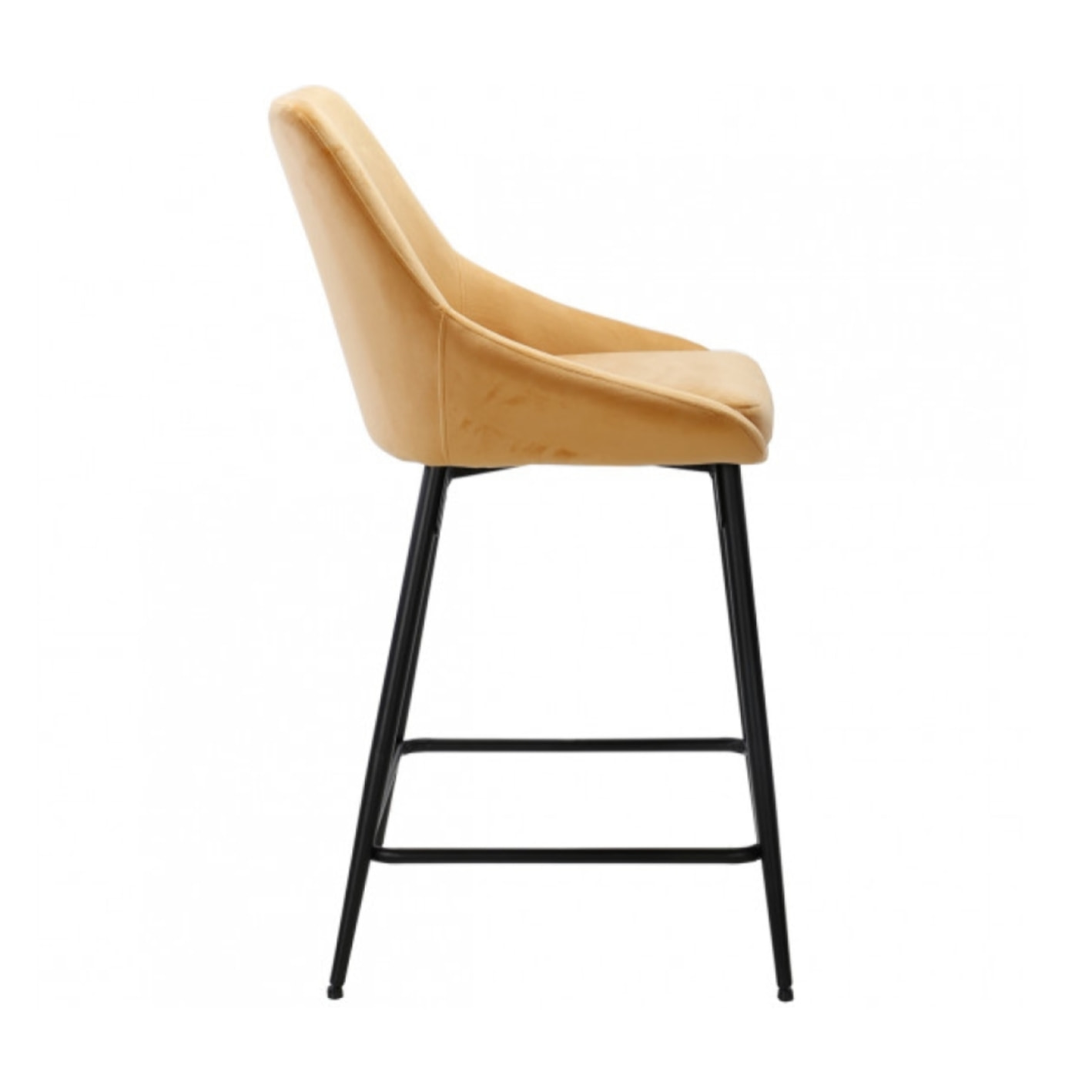 Tabouret de bar en velours avec piètement métal noir - 6 coloris - MONDO