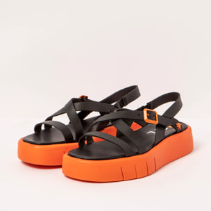 Sandalias 1853 NAPPA BLACK-ORANGE/ MALAGA color Black-orange
