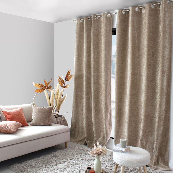 Rideau thermique en velours doublé polaire - Naturel