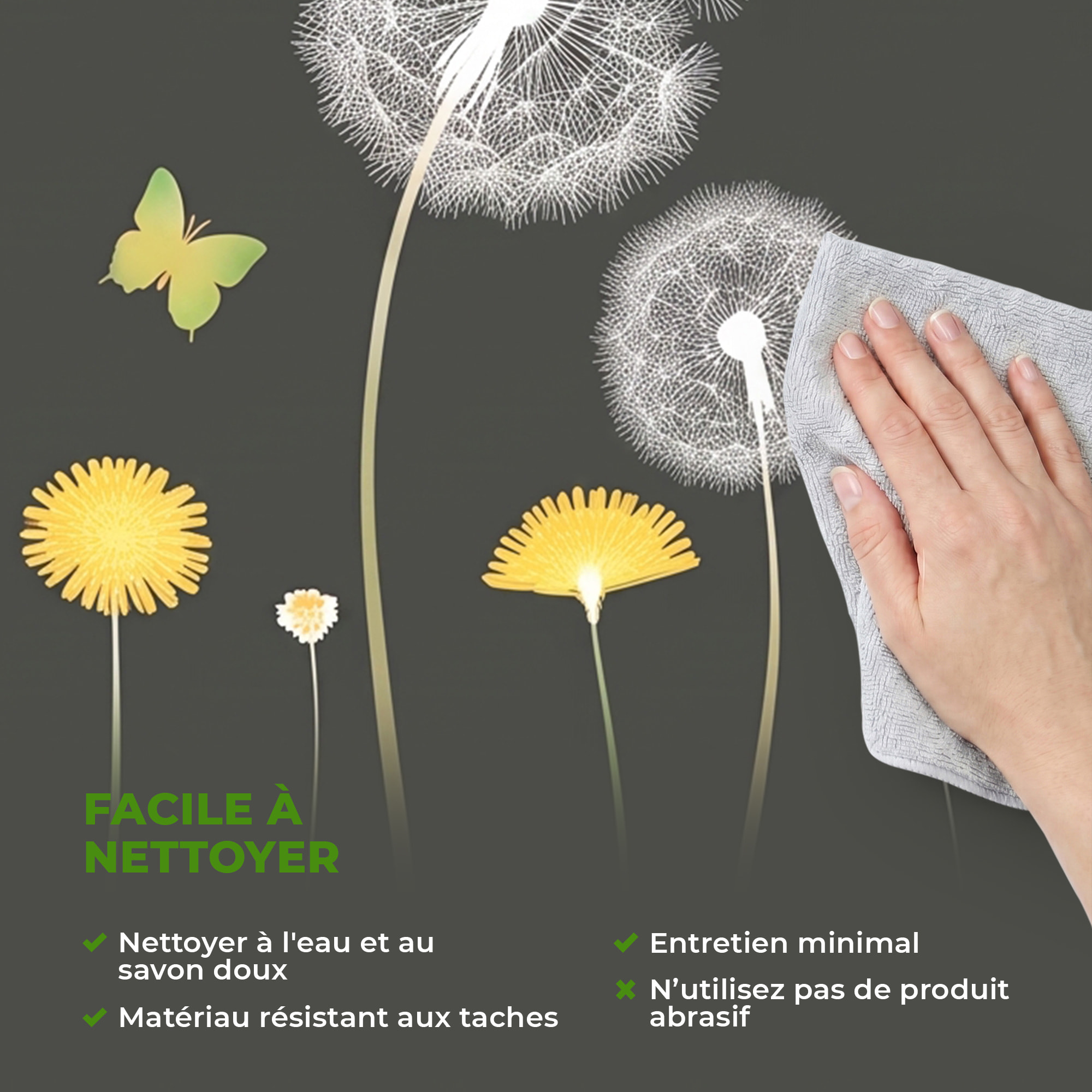 Stickers Muraux décoration adhésifs Pissenlit et petite fée