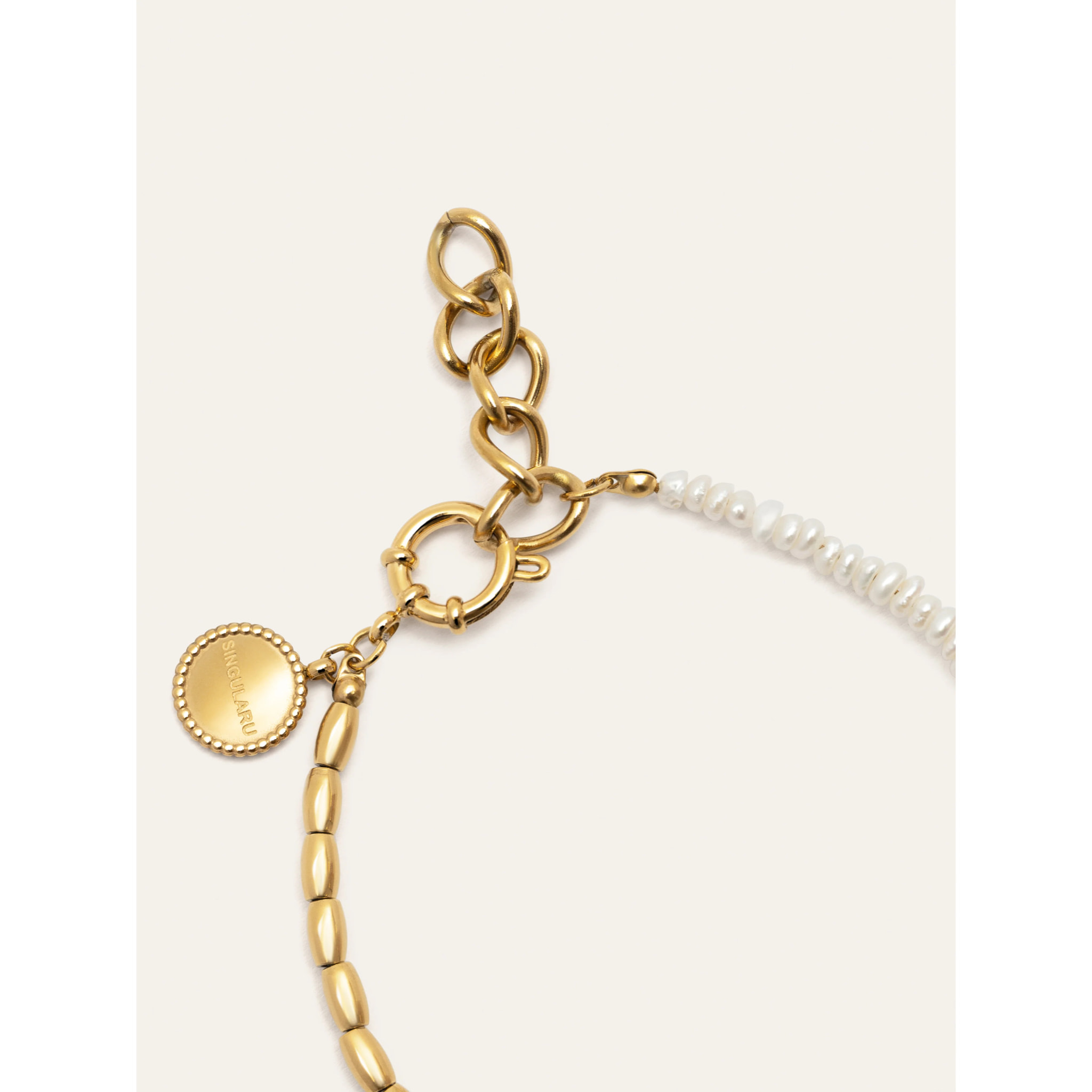 Pulsera New Pearl Acero Baño Oro