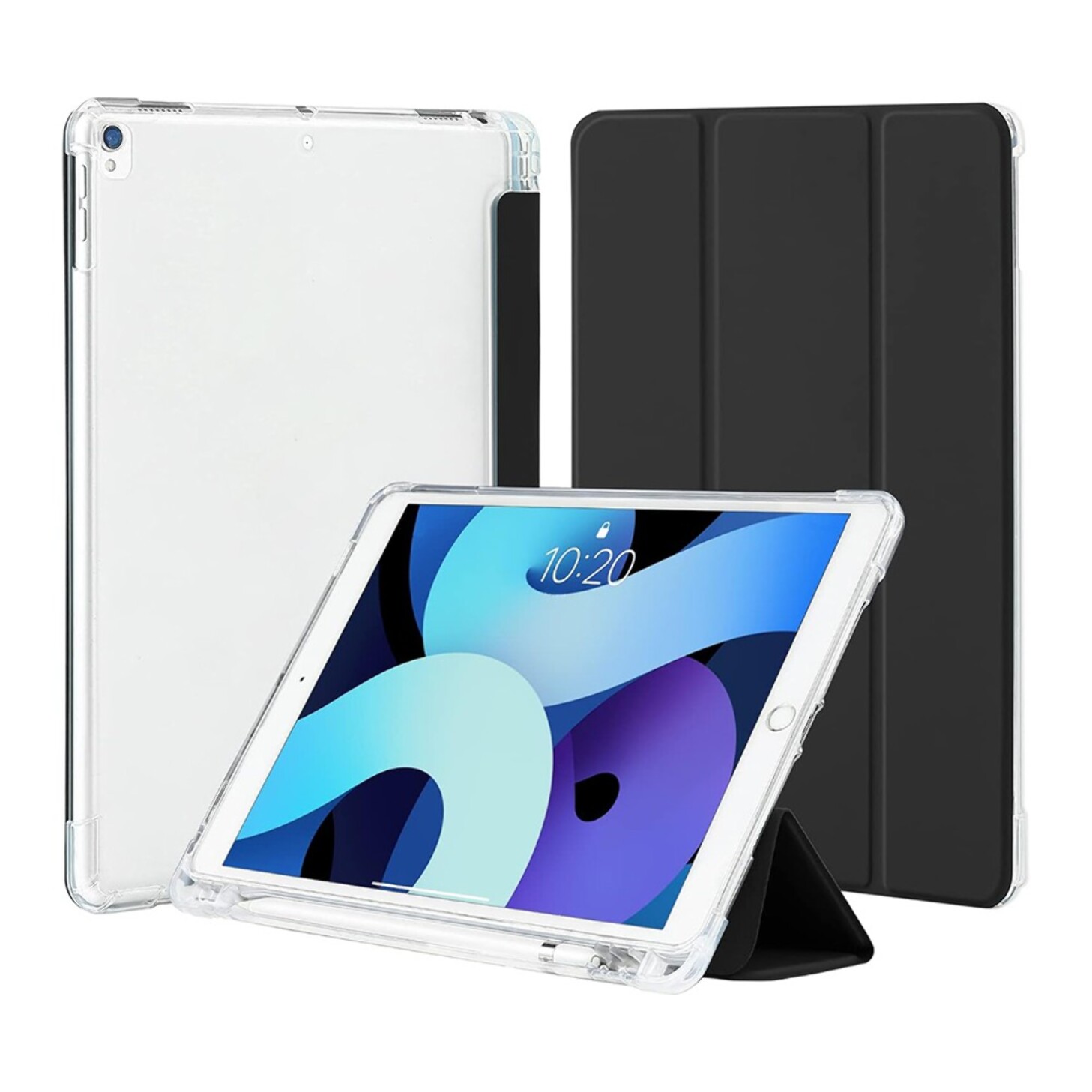 Etui iPad Classic 10.2 Pouces transparent avec Smart Cover Noir