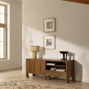 Meuble tv Capri -bois massif de mangue-couleur noyer 150 x 60 x 40 cm