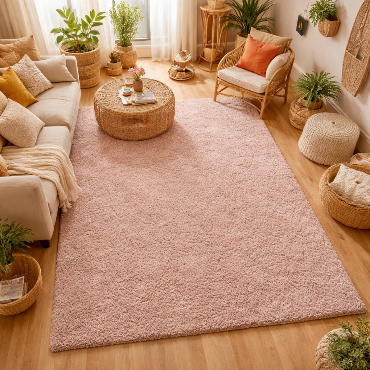 Tapis salon et chambre tissé motif uni LUBU