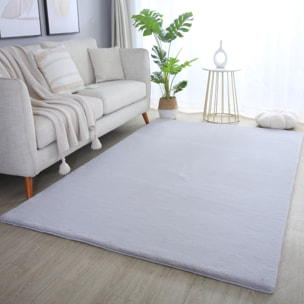 BARROW - Tapis en fausse fourrure doux uni Silver