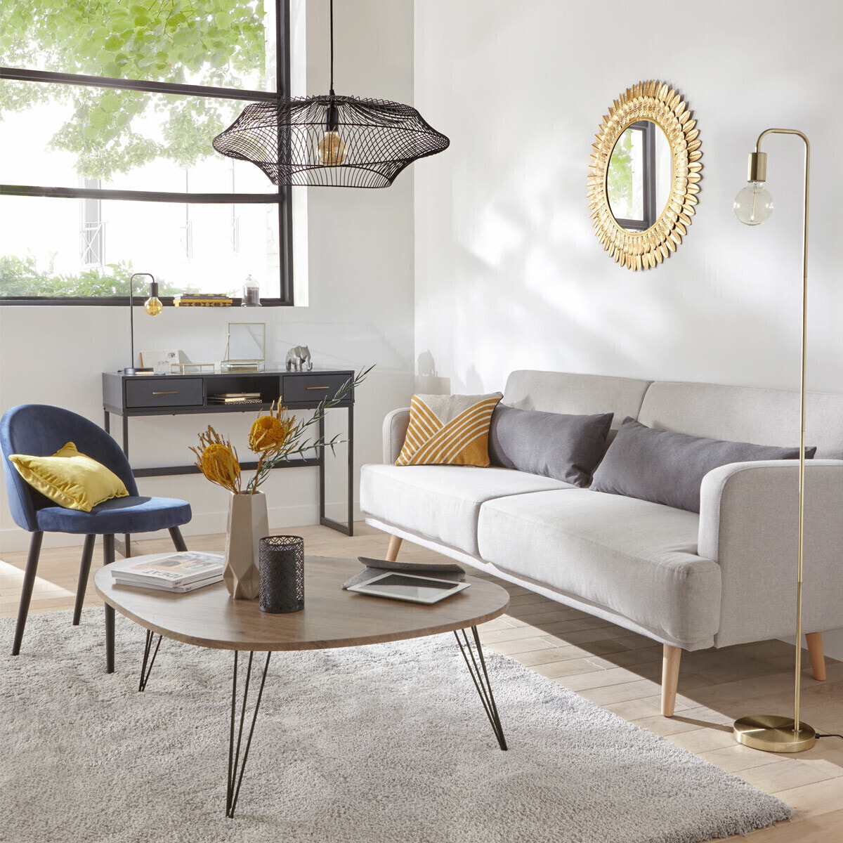Lampadaire "Keli" noir - métal H150 cm