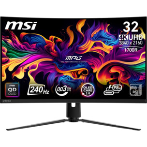 Ecran PC Gamer MSI MPG 321CURX 32" Incurvé 4K 240Hz QD-OLED HDR True Black 400 HDMI 2.1 USB-C 98W