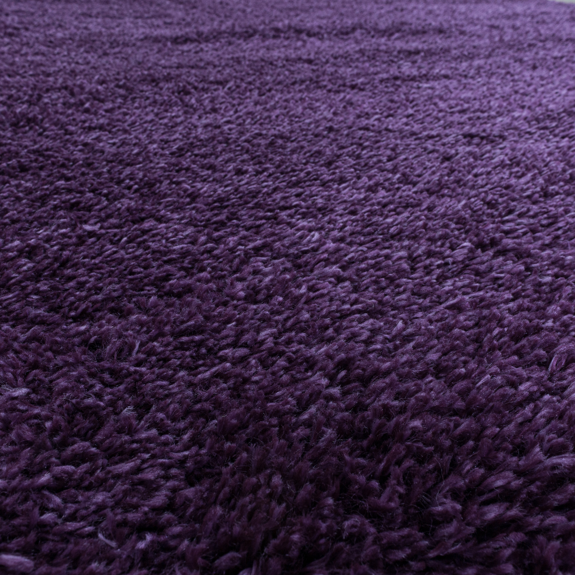 FLUFFY - Tapis rond shaggy uni à poils longs Lila