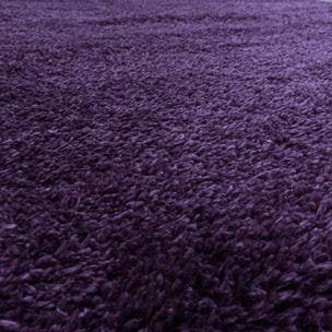 FLUFFY - Tapis rond shaggy uni à poils longs Lila