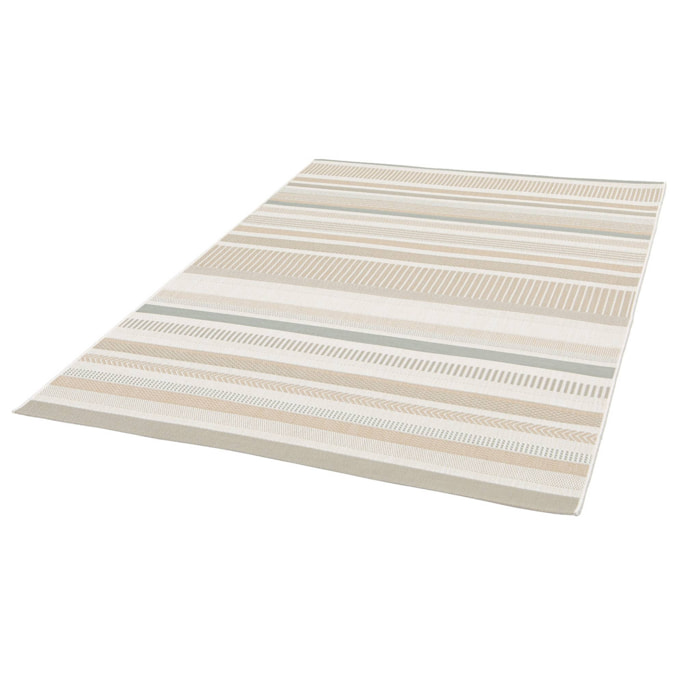 Tapis intérieur/extérieur vintage motif linéaire beige crème gris Gary 120x170cm