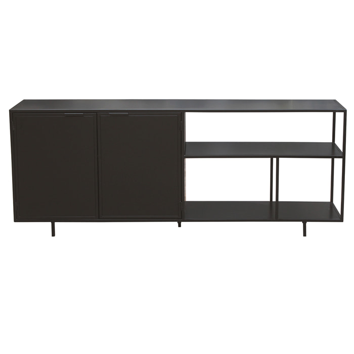 Buffet industriel en métal noir 2 portes L180 cm KARL