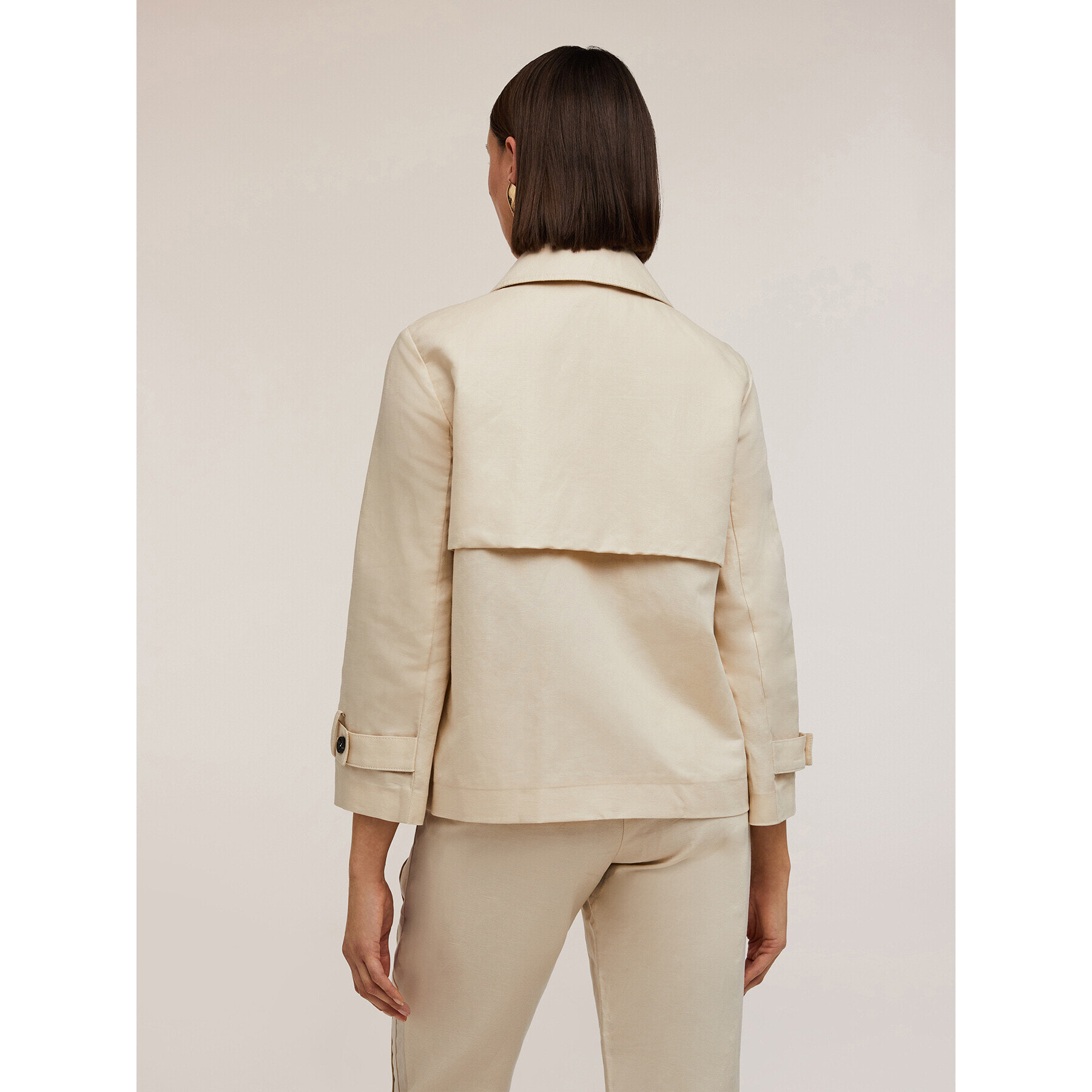 Motivi - Chaquetón de tela con mezcla de lino - Beige