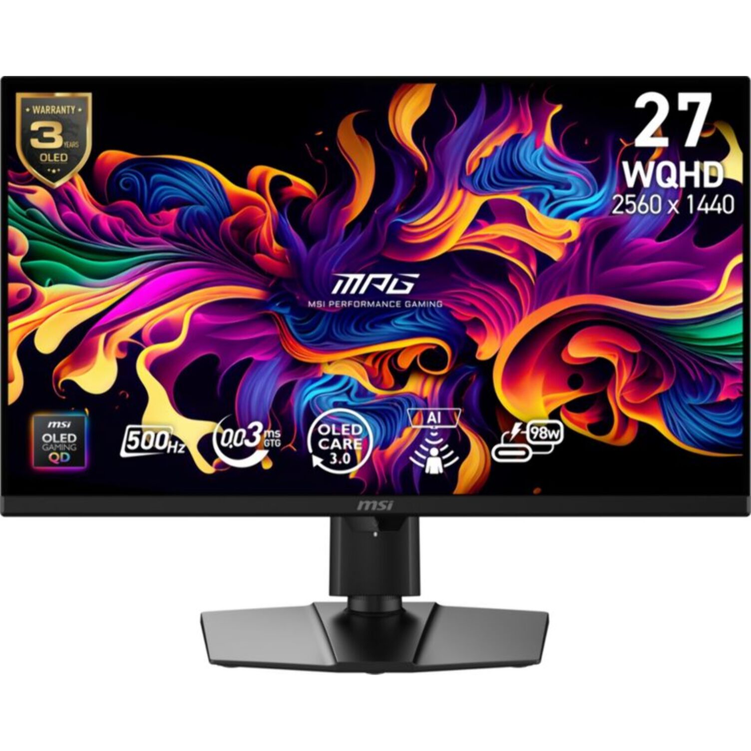 Ecran PC Gamer MSI MPG 271QR 27" WQHD 500Hz QD-OLED HDR True Black 500