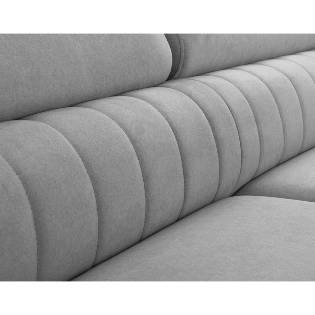 Aneta - canapé d'angle droit 5 places - convertible avec coffre et têtières - en velours - Gris clair